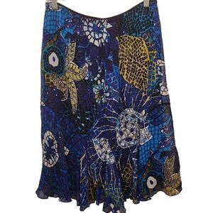 Chico's Silk Stained Glass Skirt Chico's‎ Size 1 Women's Size Medium Fully Lined